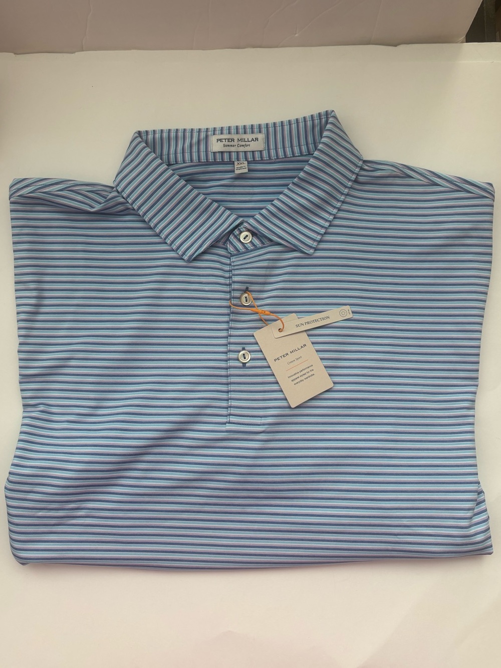Peter Millar Summer Comfort Crown Stripes Lenway Performance Jersey Golf Polo 2X